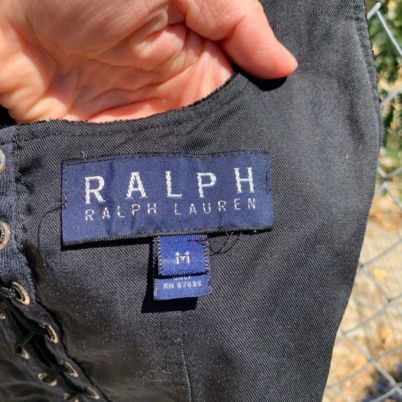 Vintage Ralph Lauren Black Velvet Rayon Lace Up Corset Union Made - Picture 12 of 16